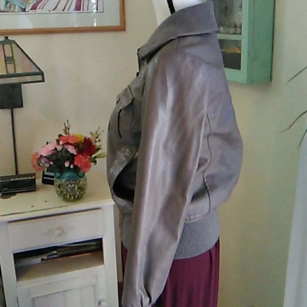 Miss London Faux Leather Bomber Jacket - Picture 4 of 13